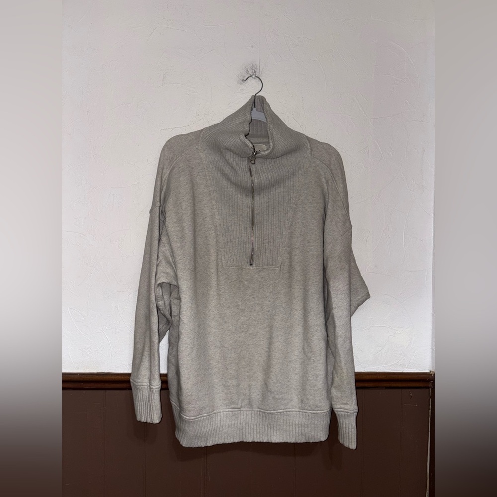 Aerie Gray Half Zip Sweater